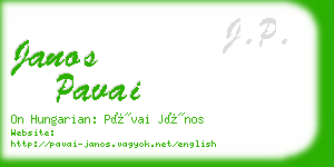 janos pavai business card